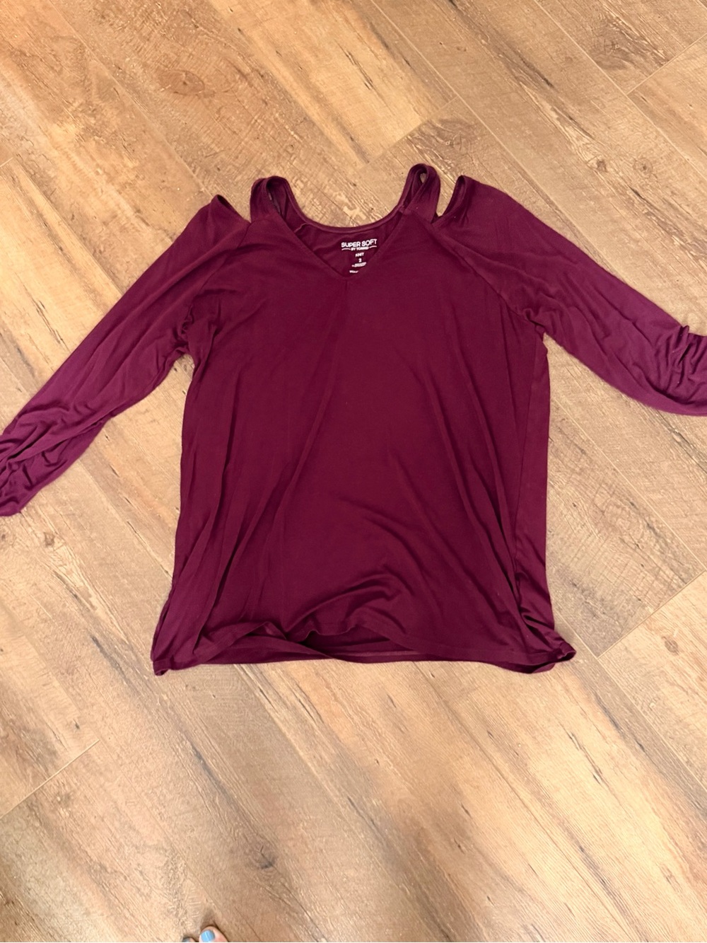 torrid Burgundy Cold-Shoulder Long Sleeve Top